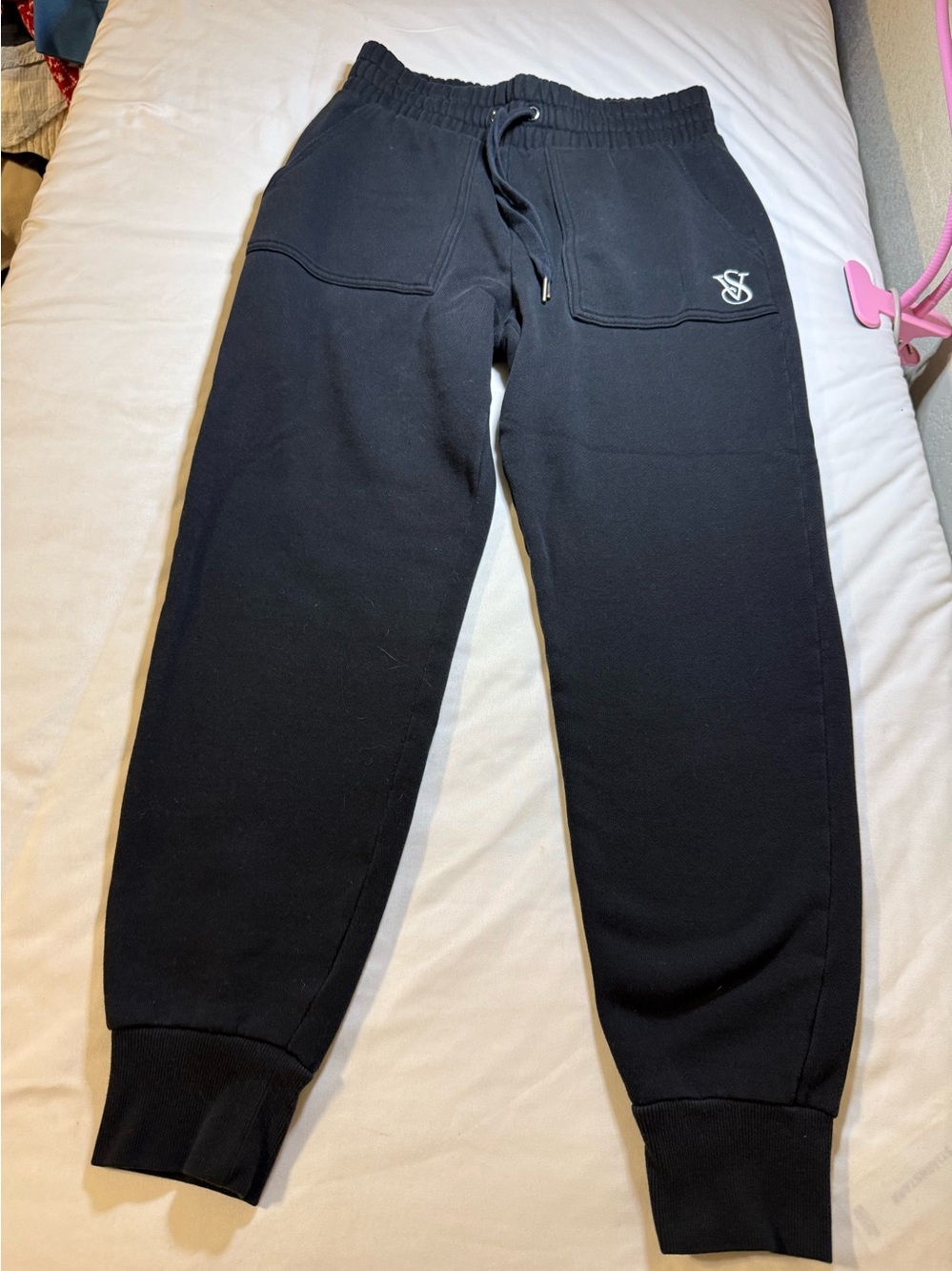 Victoria's Secret Black Jogger Pants with White Logo